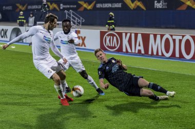Zagreb, Hırvatistan - 21 Şubat 2019: Uefa Avrupa Ligi 2018 / 2019, Gnk Dinamo vs. Viktoria Plzen. Hareket halindeki Dani Olmo (7)