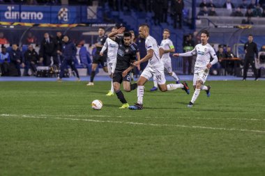 Zagreb, Hırvatistan - 21 Şubat 2019: Uefa Avrupa Ligi 2018 / 2019, Gnk Dinamo vs. Viktoria Plzen. Eylemde Sadegh Moharrami (2)