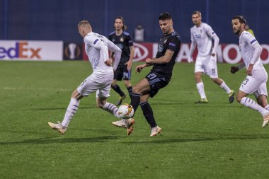 Zagreb, Hırvatistan - 21 Şubat 2019: Uefa Avrupa Ligi 2018 / 2019, Gnk Dinamo vs. Viktoria Plzen. Bruno Petkoviç (21)) 