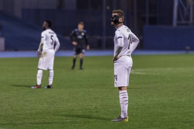 Zagreb, Hırvatistan - 21 Şubat 2019: Uefa Avrupa Ligi 2018 / 2019, Gnk Dinamo vs. Viktoria Plzen. Radim Reznik (14) 
