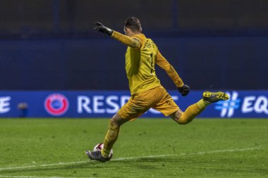 Zagreb, Hırvatistan - 21 Mart 2019: Uefa Euro 2020 Ön eleme turu. Hırvatistan Azerbaycan 'a karşı. Etkinlikte Salahat Agayev (1)
