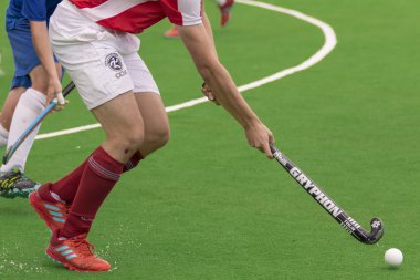 Zagreb, Hırvatistan - 30 Haziran 2018: Hırvatistan 'da Hokey Serisi açıldı. Avusturya ile Slovakya arasında maç (15-1). Saha Hokeyi oyuncuları iş başında
