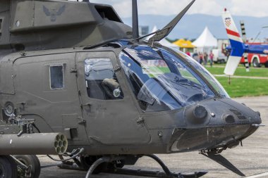 Velika Gorica, Hırvatistan - 19 Mayıs 2018: Airvg 2018 Airshow.Bell Oh-58 Kiowa Warrior helikopteri