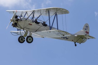 Velika Gorica, Hırvatistan - 19 Mayıs 2018: Airvg 2018 Airshow. Airvg 2018 Airshow sırasında uçuş sırasında II Dünya Savaşı'ndan Polikarpov Po-2 uçağı.