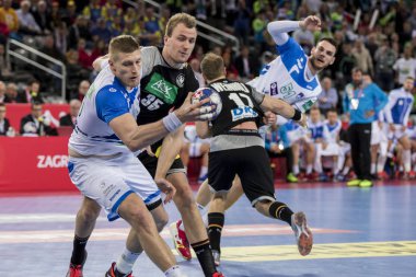 Zagreb, Hırvatistan - 15 Ocak 2018: Avrupa Erkekler Hentbol Şampiyonası, Ehf Euro 2018 ana tur Slovenya-Almanya maçı 25: 25. Blaz Blagotinsek (3))