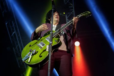 Zagreb, Hırvatistan - 30 Eylül 2018: İskoçyalı Texas grubu Dom Sportova 'da sahne aldı. Sharleen Spiteri sahnede.