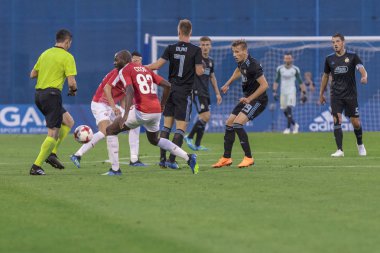 ZAGREB, CROATIA - JULY 24, 2018: UEFA Champions League match between GNK Dinamo Zagreb and Hapoel Beer-Sheva FC (5-0). Julien CETOUT (82) 