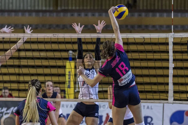 Zagreb Kroatien Februari 2018 Kroatiska Volleyboll Kvinna Cup Matcha Mellan — Stockfoto