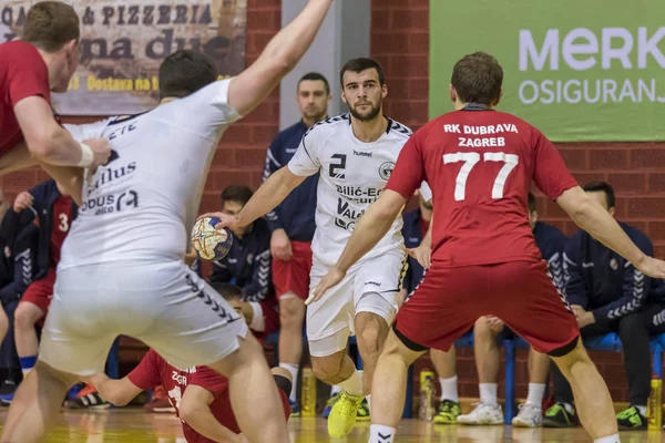 Zagreb Kroatië Februari 2018 Kroatische Kampioenschappen Handbal Mannen Dubrava Sesvete — Stockfoto