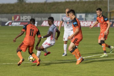 Velika Gorica, Hırvatistan - 13 Mayıs 2018: Gnk Gorica ile Hnk Sibenik arasında oynanan Hırvatistan İkinci Futbol Ligi maçı. Eylem Yusuf Musa (11)