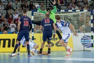Zagreb, Hırvatistan - 29 Eylül 2018: Ehf man 's Championship League. PD Zagreb, Paris Saint-Germain 'e karşı. Aslında Susnja Leon (19))