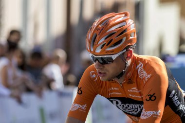 ZAGREB, CROATIA - APRIL 22, 2018: Bicycle race Tour of Croatia 2018. Cyclists driving the last stage in city of Zagreb