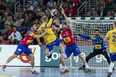 Zagreb, Hırvatistan - 28 Ocak 2018: Avrupa Erkekler Hentbol Şampiyonası, Ehf Euro 2018 final maçı İspanya - İsveç 29: 23. Viran Morros De Argila (24))
