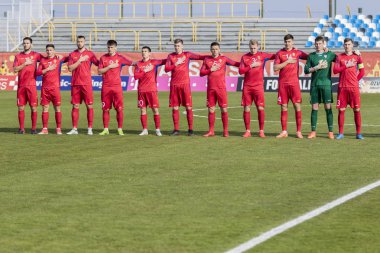 Velika Gorica, Hırvatistan - 27 Mart 2018: Avrupa 21 Yaş Altı Şampiyonası Ön Eleme Turu. Hırvatistan ile Moldova arasında oynanan karşılaşma 4-0. Moldova kadro temsili