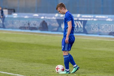 Zagreb, Hırvatistan - Nisan 04, 2018: Gnk Dinamo ile Hnk Rijeka arasındaki Hırvatistan Birinci Futbol Ligi maçı. Hareket halindeki Dani Olmo (7)  