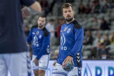 Zagreb, Hırvatistan - 29 Eylül 2018: Ehf man 's Championship League. PD Zagreb, Paris Saint-Germain 'e karşı. Horvat Zlatko (18))