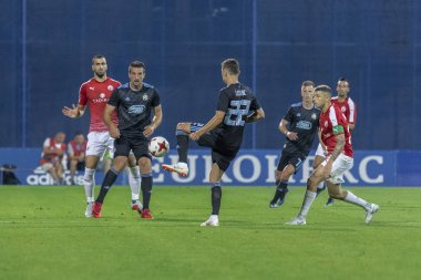 ZAGREB, CROATIA - JULY 24, 2018: UEFA Champions League match between GNK Dinamo Zagreb and Hapoel Beer-Sheva FC (5-0). In action Marin LEOVAC (22)