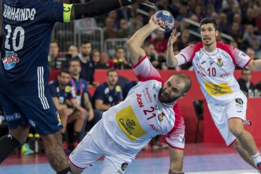 Zagreb, Hırvatistan - 17 Ocak 2018: Avrupa Erkekler Hentbol Şampiyonası, Ehf Euro 2018 Yarı final Fransa-İspanya maçı 23: 27. Joan Canellas Reixach (21)