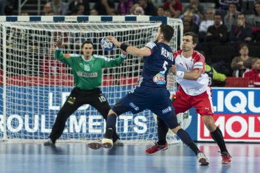 Zagreb, Hırvatistan - 28 Ocak 2018: Avrupa Erkekler Hentbol Şampiyonası, Ehf Euro 2018 Fransa - Danimarka 32: 29. Eylemde Remili Nedim (5)