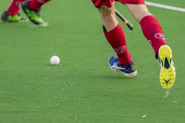 Zagreb, Hırvatistan - 29 Haziran 2018: Hırvatistan 2018 'de Hokey Serisi açıldı. Maç İsviçre ile Avusturya arasında (0-8). Aktivoda saha hokeyi oyuncuları