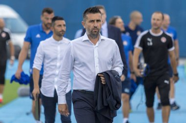 ZAGREB, CROATIA - JULY 24, 2018: UEFA Champions League match between GNK Dinamo Zagreb and Hapoel Beer-Sheva FC (5-0). Dinamo coach Nenad BJELICA (CRO)