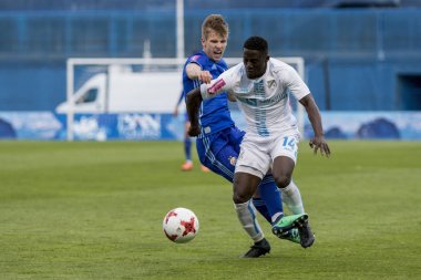 Zagreb, Hırvatistan - Nisan 04, 2018: Gnk Dinamo ile Hnk Rijeka arasındaki Hırvatistan Birinci Futbol Ligi maçı. Eylem halinde  