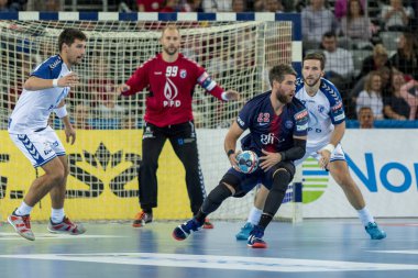 Zagreb, Hırvatistan - 29 Eylül 2018: Ehf man 's Championship League. PD Zagreb, Paris Saint-Germain 'e karşı. Karabaş Luka (22))