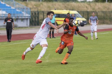 Velika Gorica, Hırvatistan - 13 Mayıs 2018: Gnk Gorica ile Hnk Sibenik arasında oynanan Hırvatistan İkinci Futbol Ligi maçı. Eylem Yusuf Musa (11)