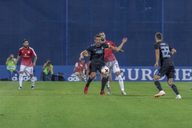 ZAGREB, CROATIA - JULY 24, 2018: UEFA Champions League match between GNK Dinamo Zagreb and Hapoel Beer-Sheva FC (5-0). Players in action 