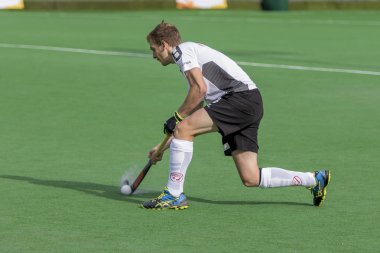 Zagreb, Hırvatistan - 26 Haziran 2018: Hırvatistan 2018 'de Hokey Serisi açıldı. Slovakya ile İsviçre arasında maç (1-2). Saha Hokeyi oyuncuları iş başında