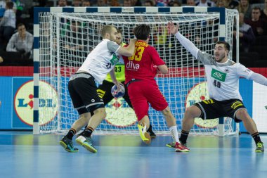 Zagreb, Hırvatistan - 13 Ocak 2018: Avrupa Erkekler Hentbol Şampiyonası, Ehf Euro 2018 C Grubu Almanya - Karadağ 32: 19. Vladan Lipovina (93))  