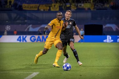 Zagreb, Hırvatistan - 28 Ağustos 2018: Uefa Şampiyonlar Ligi Playoffları, Gnk Dinamo ve Bsc Young Boys. Marin Leovac (22))