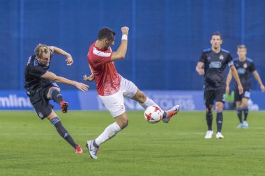 ZAGREB, CROATIA - JULY 24, 2018: UEFA Champions League match between GNK Dinamo Zagreb and Hapoel Beer-Sheva FC (5-0). Players in action 
