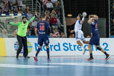 Zagreb, Hırvatistan - 29 Eylül 2018: Ehf man 's Championship League. PD Zagreb, Paris Saint-Germain 'e karşı. Horvat Zlatko (18))