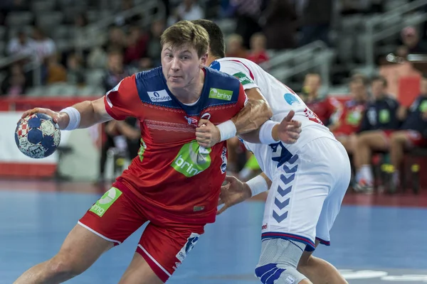 Zagreb, Hırvatistan - 18 Ocak 2018: Avrupa Erkekler Hentbol Şampiyonası, Ehf Euro 2018 ana turu Sırbistan - Norveç maçı 27: 32. Goran Johannessen (23))