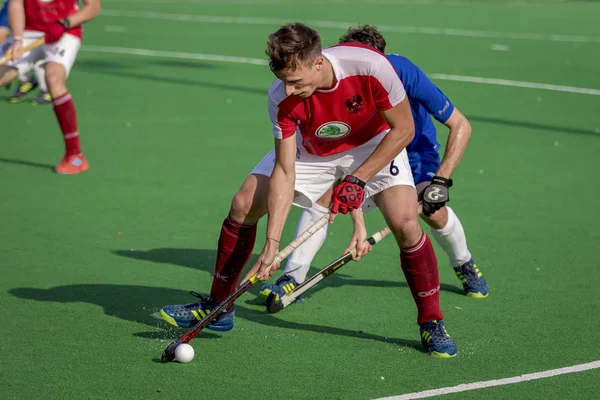 Zagreb, Hırvatistan - 30 Haziran 2018: Hırvatistan 'da Hokey Serisi açıldı. Avusturya ile Slovakya arasında maç (15-1). Saha Hokeyi oyuncuları iş başında