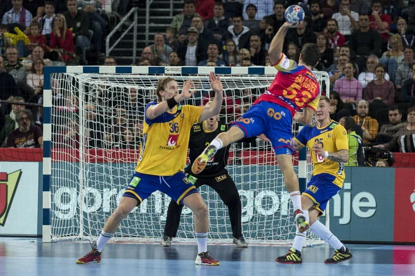 Zagreb, Hırvatistan - 28 Ocak 2018: Avrupa Erkekler Hentbol Şampiyonası, Ehf Euro 2018 final maçı İspanya - İsveç 29: 23. David Balaguer Romeu (53))