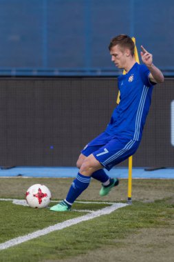 Zagreb, Hırvatistan - Nisan 04, 2018: Gnk Dinamo ile Hnk Rijeka arasındaki Hırvatistan Birinci Futbol Ligi maçı. Hareket halindeki Dani Olmo (7)