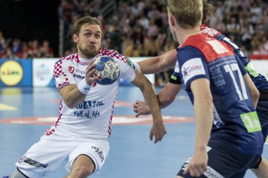 Zagreb, Hırvatistan - 20 Ocak 2018: Avrupa Erkekler Hentbol Şampiyonası, Ehf Euro 2018 ana turu Hırvatistan - Norveç maçı 32: 28. Luka Cindriç (33))