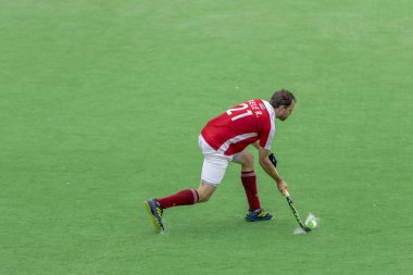 Zagreb, Hırvatistan - 30 Haziran 2018: Hırvatistan 'da Hokey Serisi açıldı. Avusturya ile Slovakya arasında maç (15-1). Saha Hokeyi oyuncuları iş başında