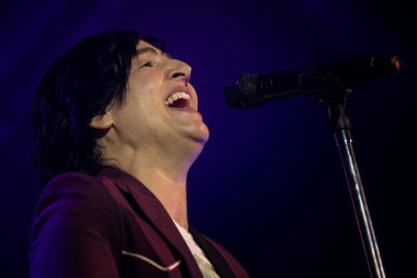 Zagreb, Hırvatistan - 30 Eylül 2018: İskoçyalı Texas grubu Dom Sportova 'da sahne aldı. Sharleen Spiteri sahnede.