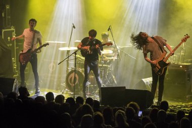 Zagreb, Hırvatistan - 17 Nisan 2018: İngiltere 'den Drift rock grubu Zagreb' deki Culture Factory 'de (Tvornica Kulture) sahne aldı. Ekim Drift grubu sahnede 