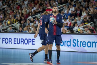 Zagreb, Hırvatistan - 29 Eylül 2018: Ehf man 's Championship League. PD Zagreb, Paris Saint-Germain 'e karşı. Eylemde Karabatik Nikola (44)