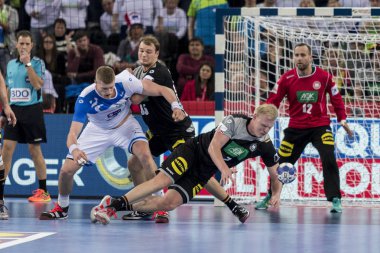Zagreb, Hırvatistan - 15 Ocak 2018: Avrupa Erkekler Hentbol Şampiyonası, Ehf Euro 2018 ana tur Slovenya-Almanya maçı 25: 25. Patrick Wiencek (7))