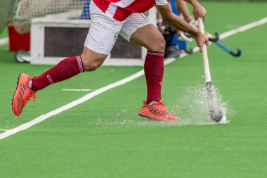 Zagreb, Hırvatistan - 30 Haziran 2018: Hırvatistan 'da Hokey Serisi açıldı. Avusturya ile Slovakya arasında maç (15-1). Saha Hokeyi oyuncuları iş başında
