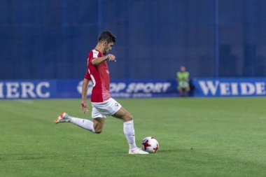 ozagreb, Hırvatistan - 24 Temmuz 2018: Gnk Dinamo Zagreb ile Hapoel Beer-Sheva Fc (5-0) arasında oynanan Uefa Şampiyonlar Ligi maçı. Eylem Oren Bitton (16)