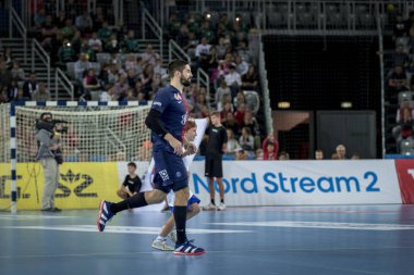Zagreb, Hırvatistan - 29 Eylül 2018: Ehf man 's Championship League. PD Zagreb, Paris Saint-Germain 'e karşı. Karabatik Nikola (44))