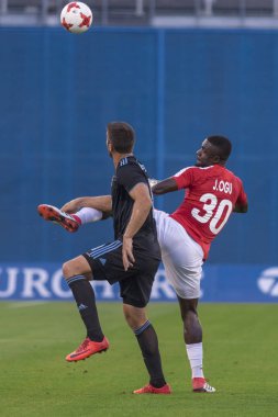 ZAGREB, CROATIA - JULY 24, 2018: UEFA Champions League match between GNK Dinamo Zagreb and Hapoel Beer-Sheva FC (5-0). John OGU (30)