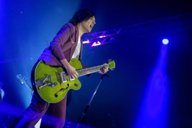 Zagreb, Hırvatistan - 30 Eylül 2018: İskoçyalı Texas grubu Dom Sportova 'da sahne aldı. Sharleen Spiteri sahnede.