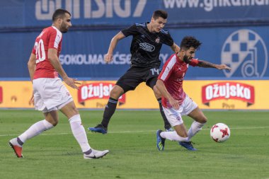 ZAGREB, CROATIA - JULY 24, 2018: UEFA Champions League match between GNK Dinamo Zagreb and Hapoel Beer-Sheva FC (5-0). Amer GOJAK (14)